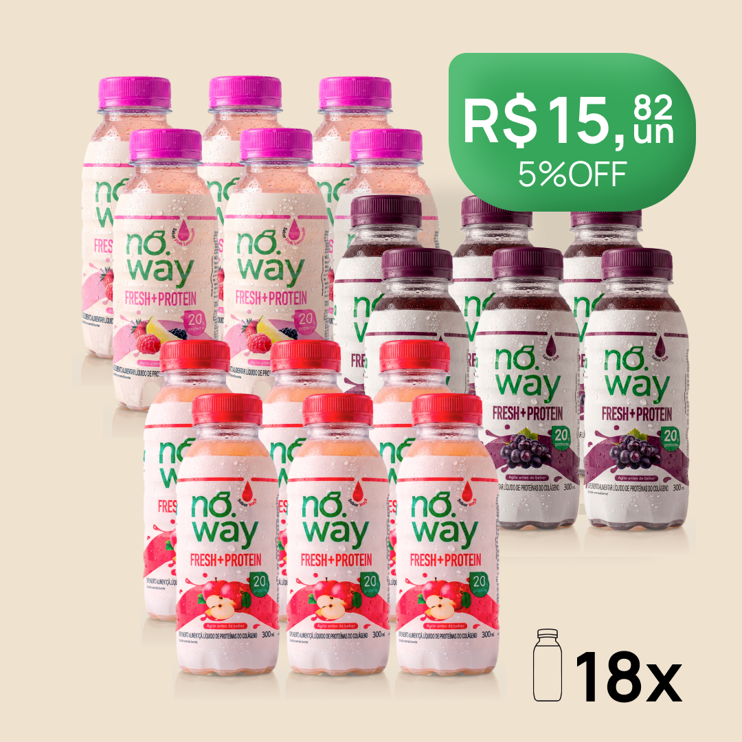 Combo Noway: 6 Pink Lemonade Proteico + 6 Uva Proteico + 6 Maçã Proteico